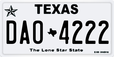 TX license plate DAO4222