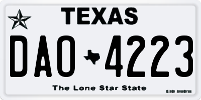 TX license plate DAO4223