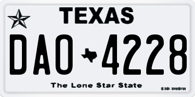 TX license plate DAO4228