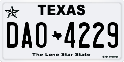 TX license plate DAO4229