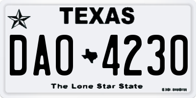TX license plate DAO4230