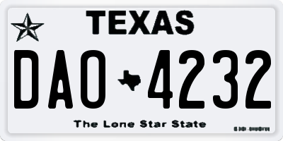 TX license plate DAO4232