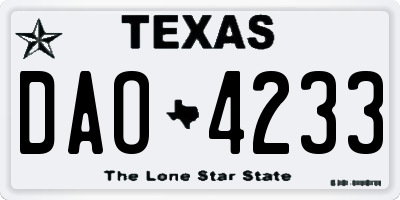 TX license plate DAO4233
