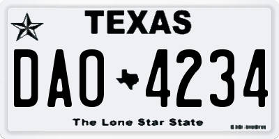TX license plate DAO4234