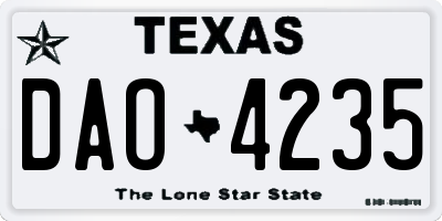 TX license plate DAO4235