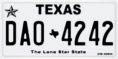 TX license plate DAO4242