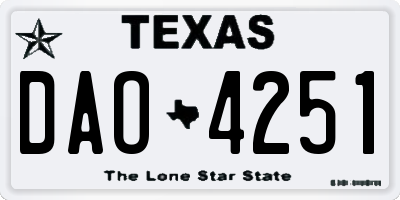 TX license plate DAO4251