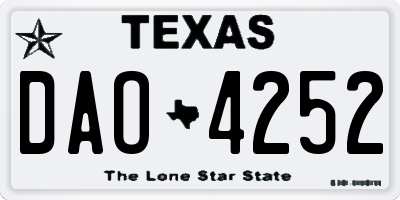 TX license plate DAO4252