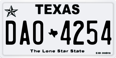 TX license plate DAO4254