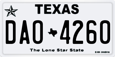 TX license plate DAO4260