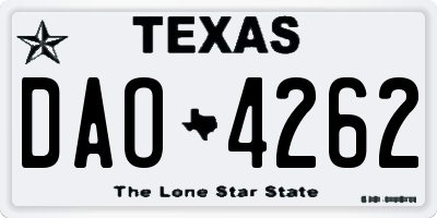 TX license plate DAO4262