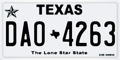 TX license plate DAO4263