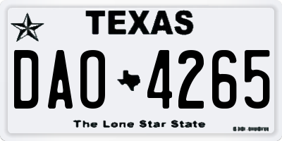TX license plate DAO4265