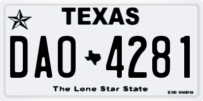 TX license plate DAO4281