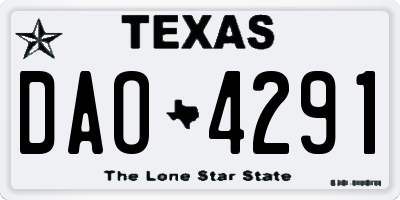 TX license plate DAO4291