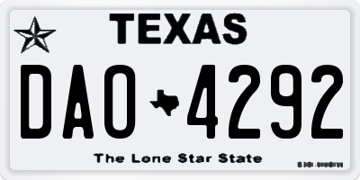 TX license plate DAO4292