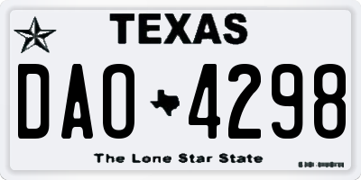 TX license plate DAO4298
