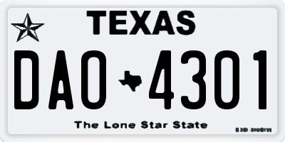 TX license plate DAO4301