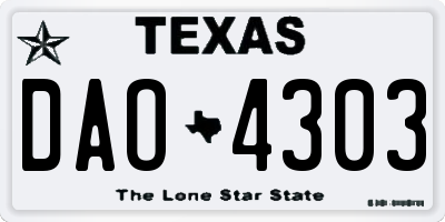 TX license plate DAO4303