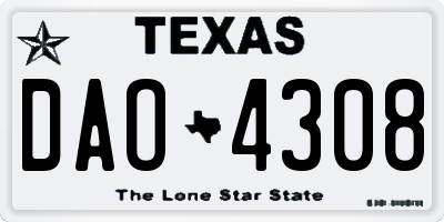 TX license plate DAO4308