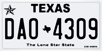 TX license plate DAO4309