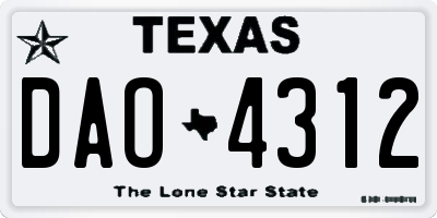 TX license plate DAO4312