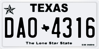 TX license plate DAO4316