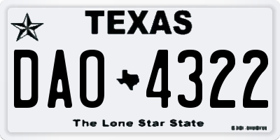 TX license plate DAO4322