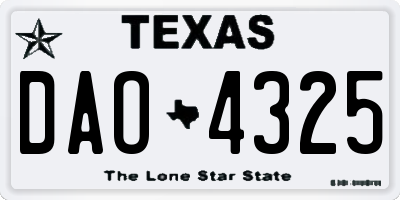 TX license plate DAO4325