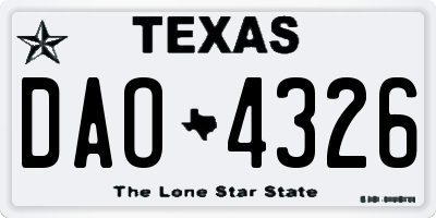 TX license plate DAO4326