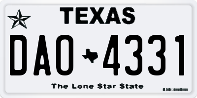 TX license plate DAO4331
