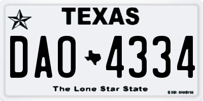 TX license plate DAO4334