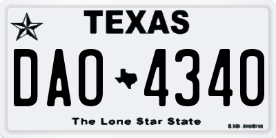 TX license plate DAO4340