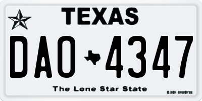 TX license plate DAO4347