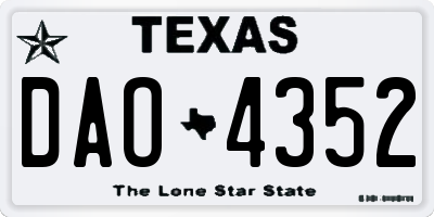TX license plate DAO4352