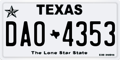 TX license plate DAO4353