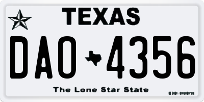 TX license plate DAO4356
