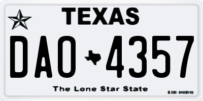 TX license plate DAO4357