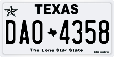 TX license plate DAO4358