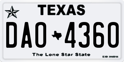 TX license plate DAO4360