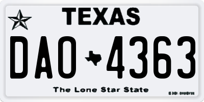 TX license plate DAO4363