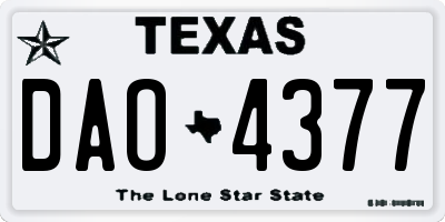 TX license plate DAO4377