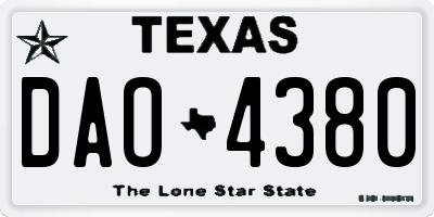 TX license plate DAO4380