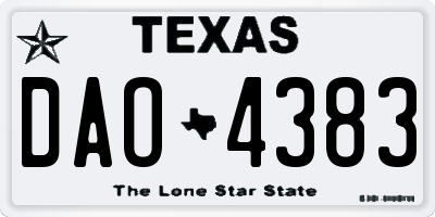 TX license plate DAO4383