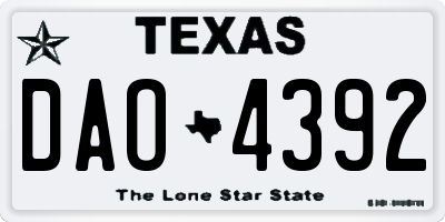 TX license plate DAO4392
