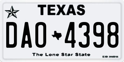 TX license plate DAO4398