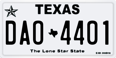 TX license plate DAO4401