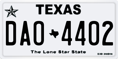 TX license plate DAO4402