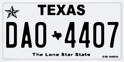TX license plate DAO4407