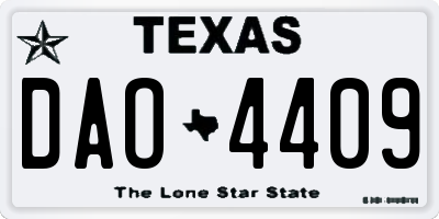 TX license plate DAO4409